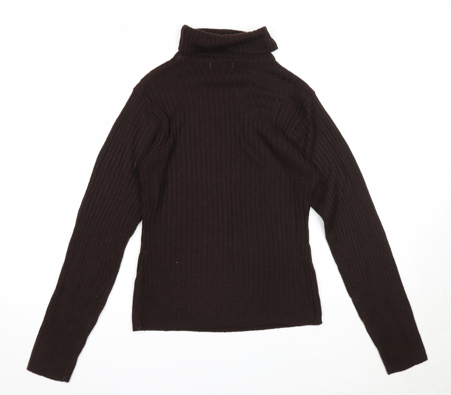 Mia Moda Womens Brown Roll Neck Acrylic Pullover Jumper Size L