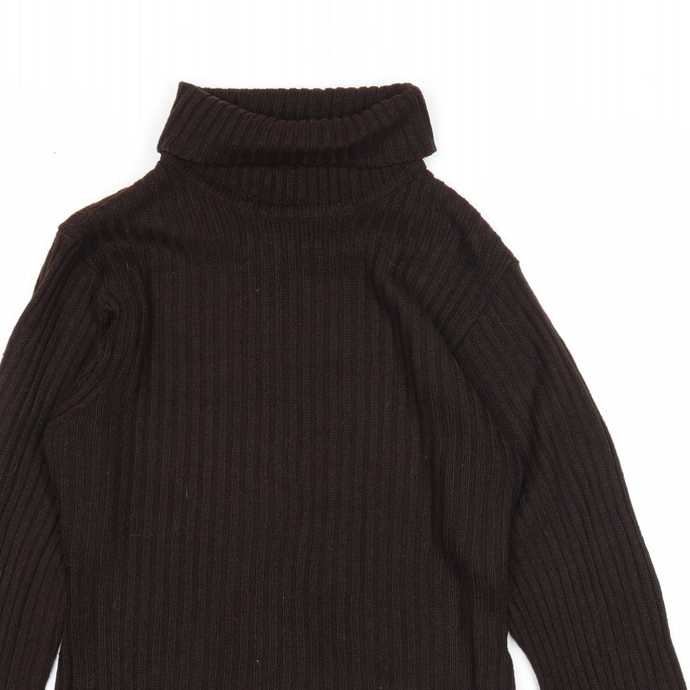 Mia Moda Womens Brown Roll Neck Acrylic Pullover Jumper Size L