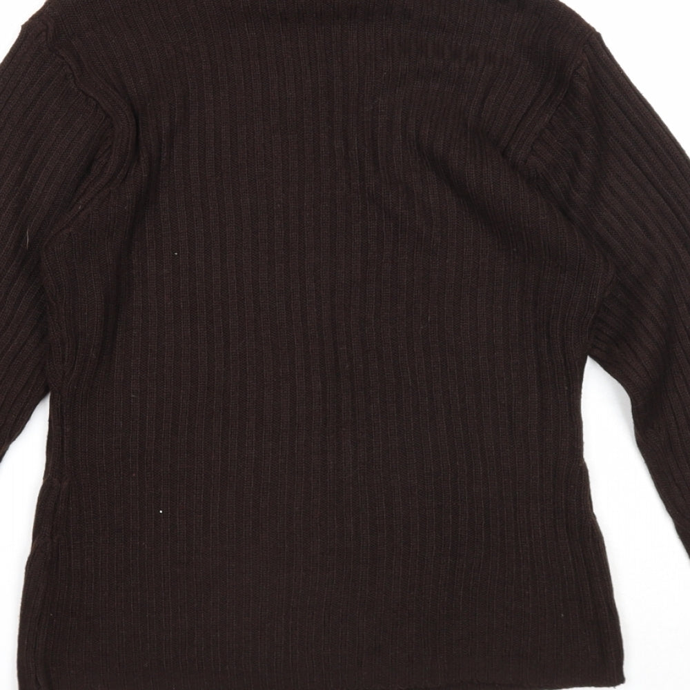 Mia Moda Womens Brown Roll Neck Acrylic Pullover Jumper Size L