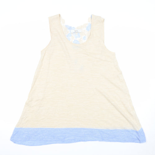 NEXT Womens Beige Colourblock Acrylic Basic Tank Size 12 Round Neck