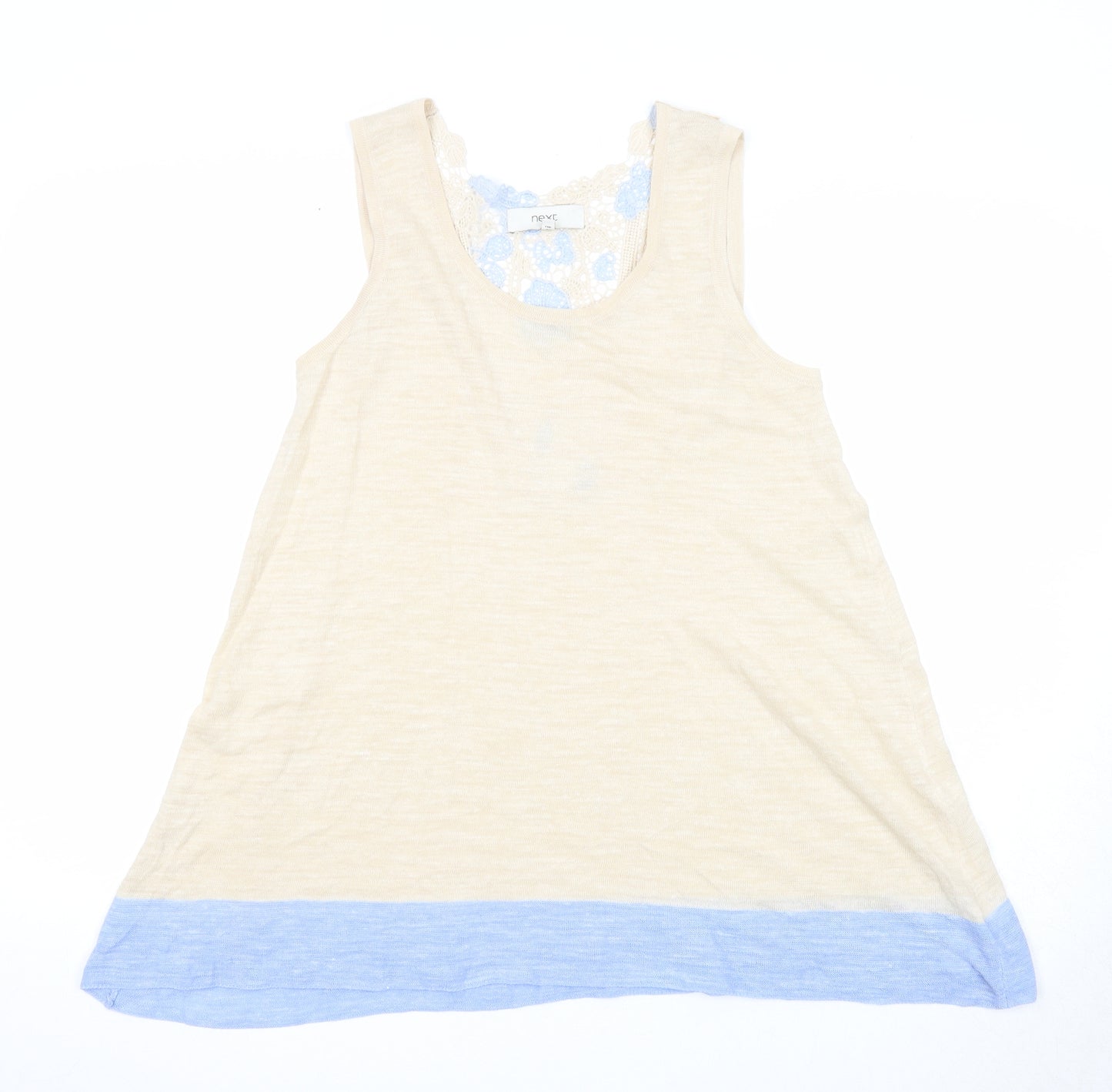 NEXT Womens Beige Colourblock Acrylic Basic Tank Size 12 Round Neck