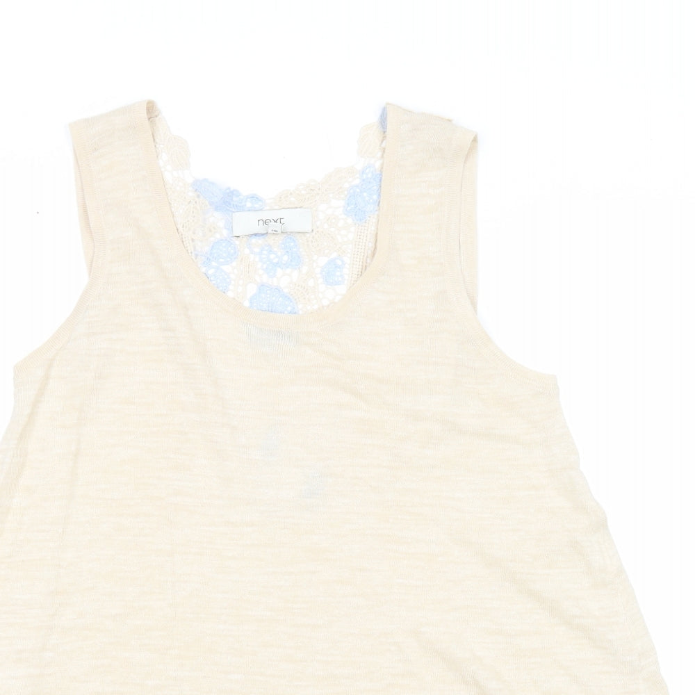 NEXT Womens Beige Colourblock Acrylic Basic Tank Size 12 Round Neck