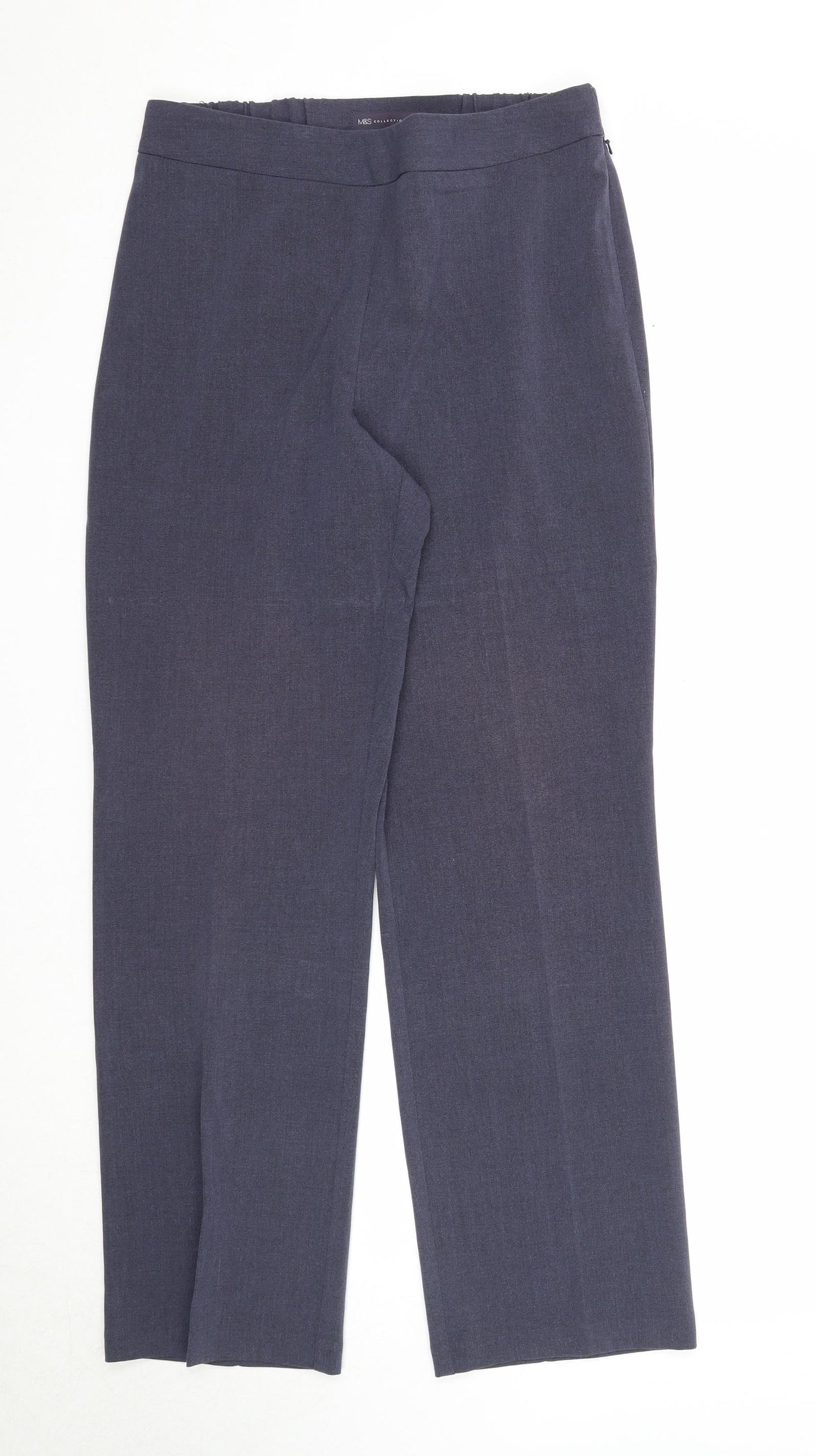 Marks and Spencer Womens Blue Polyester Dress Pants Trousers Size 10 Regular Zip