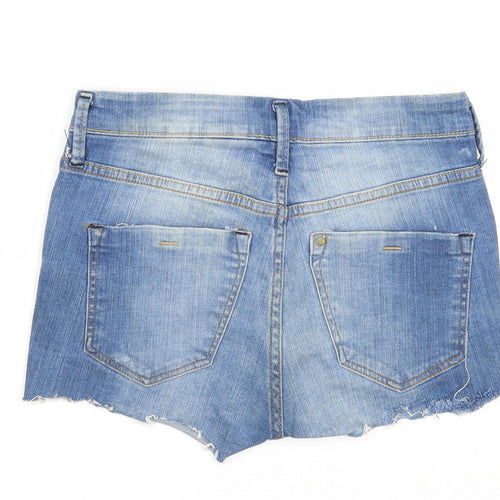 &Denim Womens Blue Cotton Cut-Off Shorts Size 4 Regular Zip