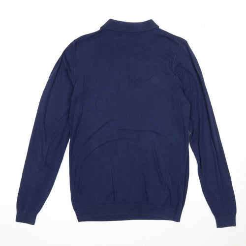 NEXT Mens Black Collared Cotton Pullover Jumper Size S Long Sleeve