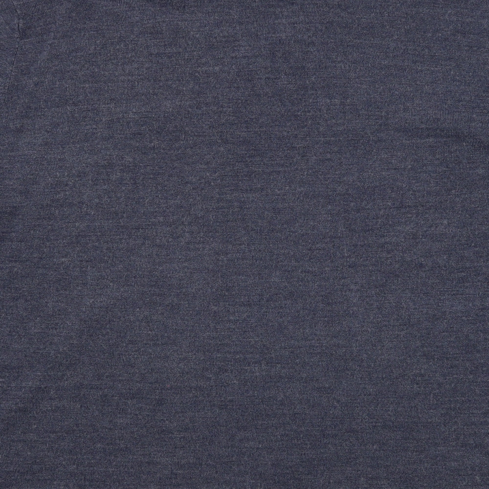 Atlantic Bay Mens Blue V-Neck Acrylic Pullover Jumper Size XL Long Sleeve