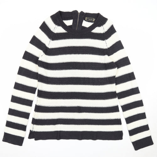 Originals Womens Black Round Neck Herringbone Acrylic Pullover Jumper Size XL