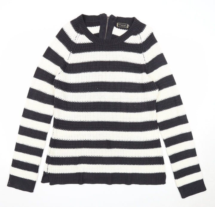 Originals Womens Black Round Neck Herringbone Acrylic Pullover Jumper Size XL