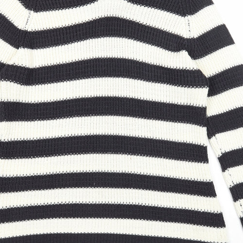 Originals Womens Black Round Neck Herringbone Acrylic Pullover Jumper Size XL