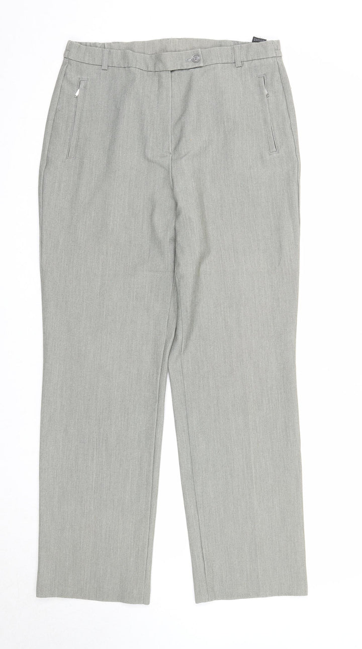 Marks and Spencer Womens Grey Polyester Trousers Size 12 Regular Zip - Zipped Pockets