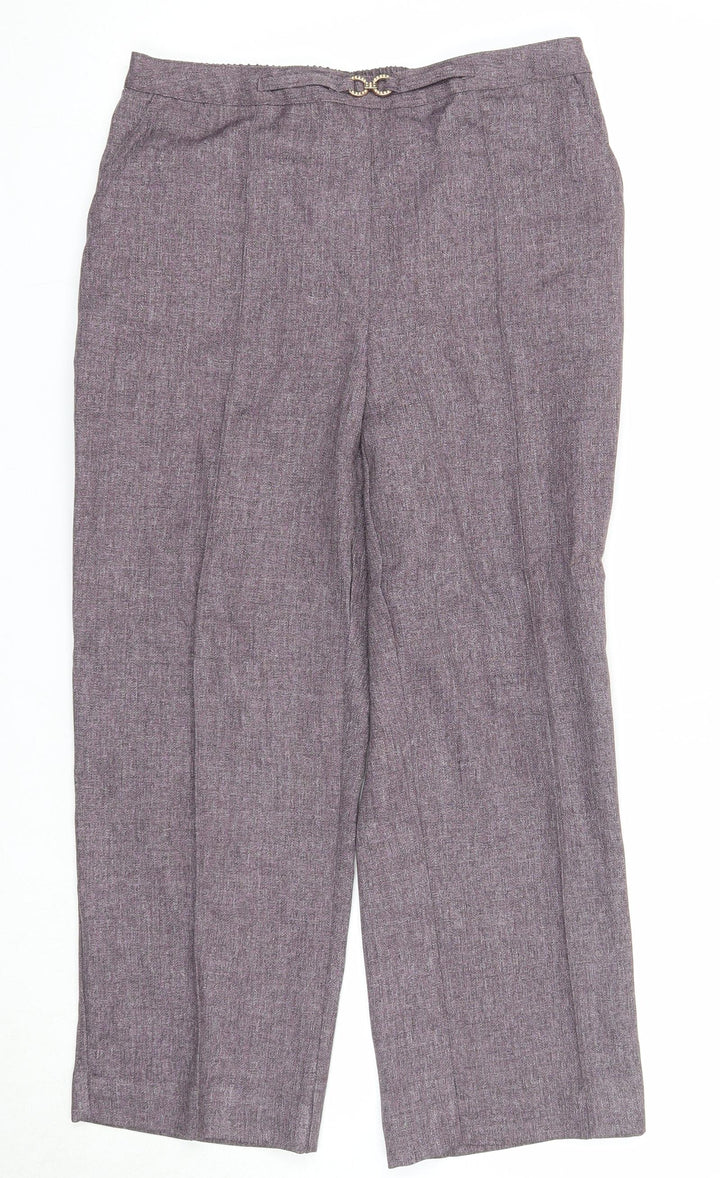 Damart Womens Purple Polyester Trousers Size 12 Regular