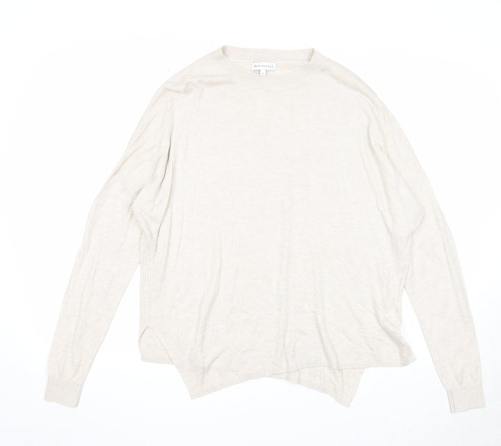 Warehouse Womens Beige Round Neck Modal Pullover Jumper Size 10
