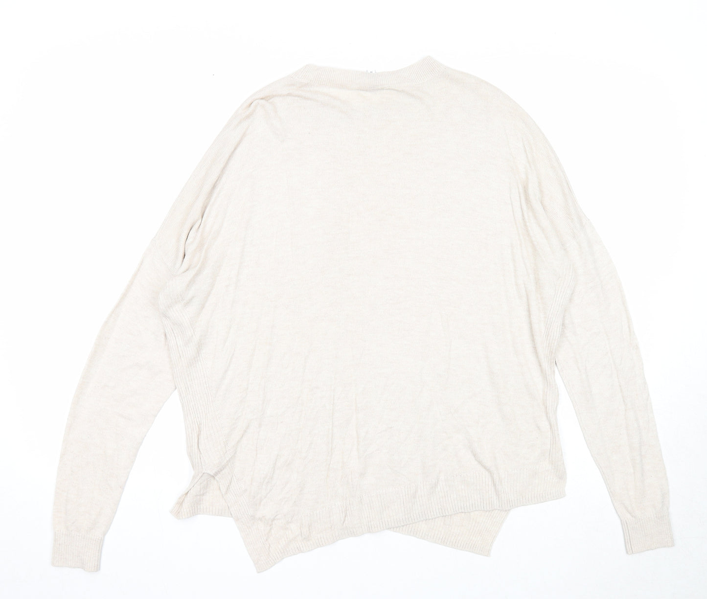 Warehouse Womens Beige Round Neck Modal Pullover Jumper Size 10