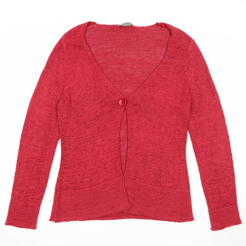 Mia Moda Womens Red Scoop Neck Acrylic Cardigan Jumper Size M