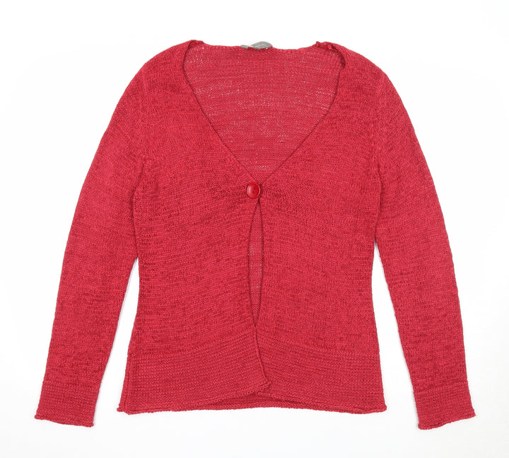 Mia Moda Womens Red Scoop Neck Acrylic Cardigan Jumper Size M