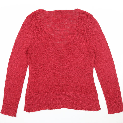Mia Moda Womens Red Scoop Neck Acrylic Cardigan Jumper Size M