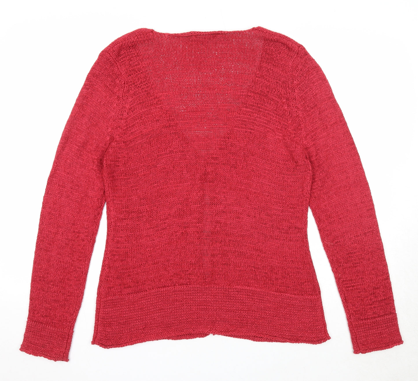 Mia Moda Womens Red Scoop Neck Acrylic Cardigan Jumper Size M