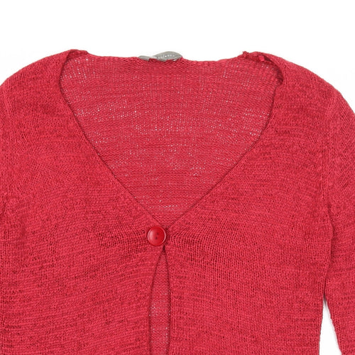 Mia Moda Womens Red Scoop Neck Acrylic Cardigan Jumper Size M