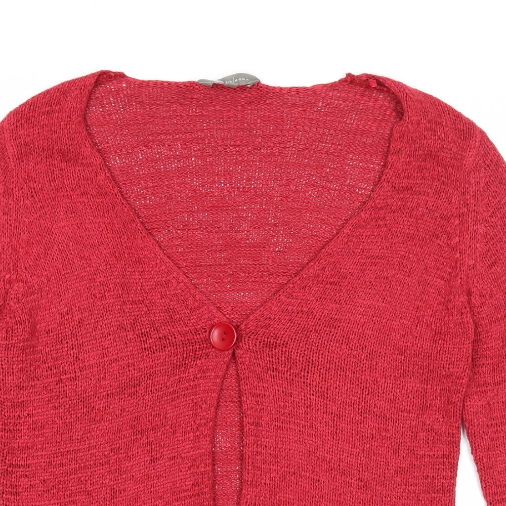 Mia Moda Womens Red Scoop Neck Acrylic Cardigan Jumper Size M