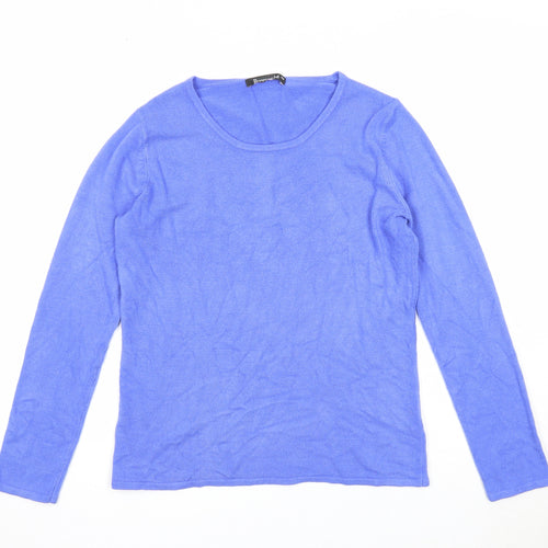 Bonmarché Womens Blue Round Neck Acrylic Pullover Jumper Size XS
