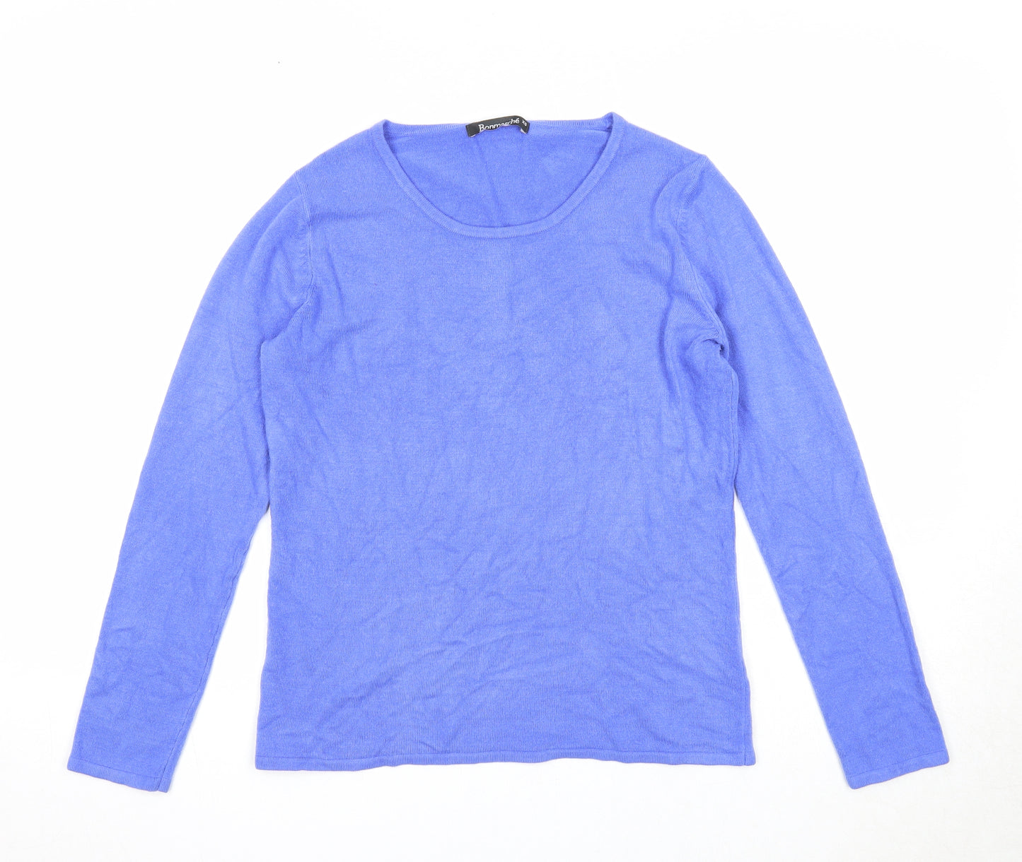 Bonmarché Womens Blue Round Neck Acrylic Pullover Jumper Size XS