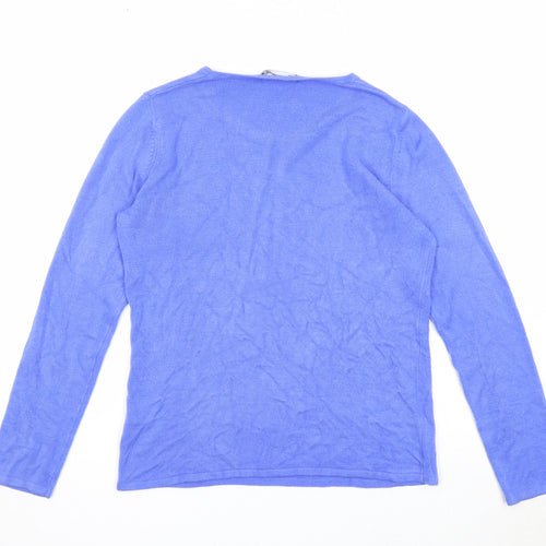 Bonmarché Womens Blue Round Neck Acrylic Pullover Jumper Size XS