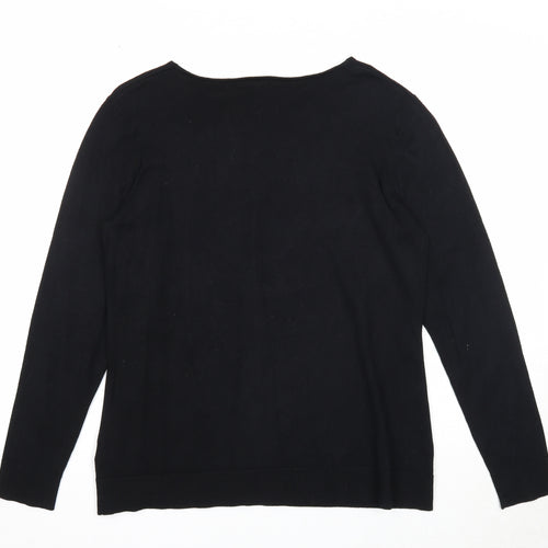Zoe+Phoebe Womens Black V-Neck Viscose Pullover Jumper Size S