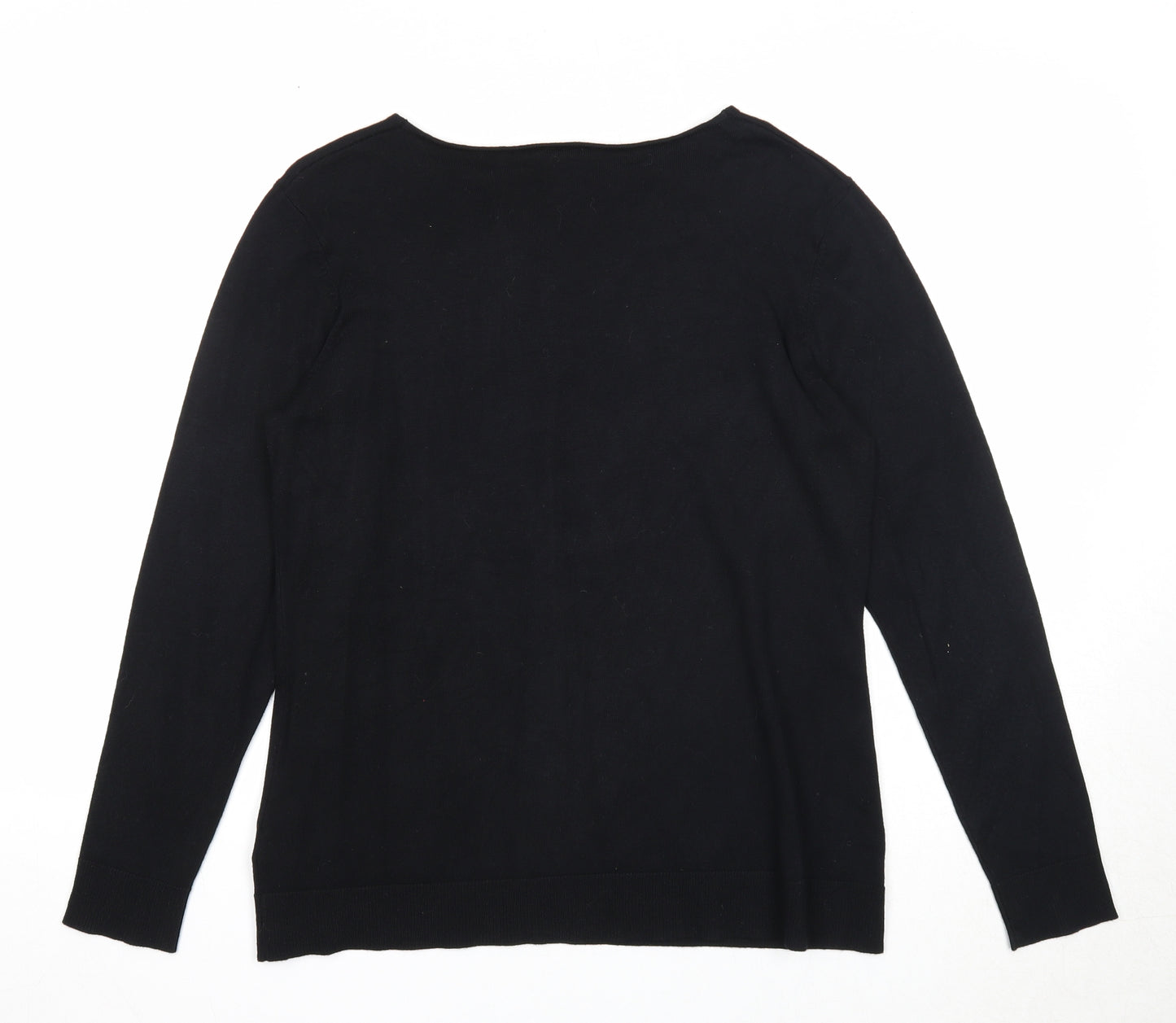 Zoe+Phoebe Womens Black V-Neck Viscose Pullover Jumper Size S