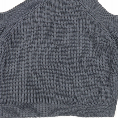 Noisy may Womens Grey Round Neck Acrylic Pullover Jumper Size S - Cold Shoulder