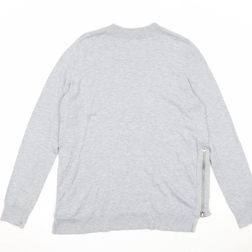 H&M Womens Grey Round Neck Polyester Pullover Jumper Size M