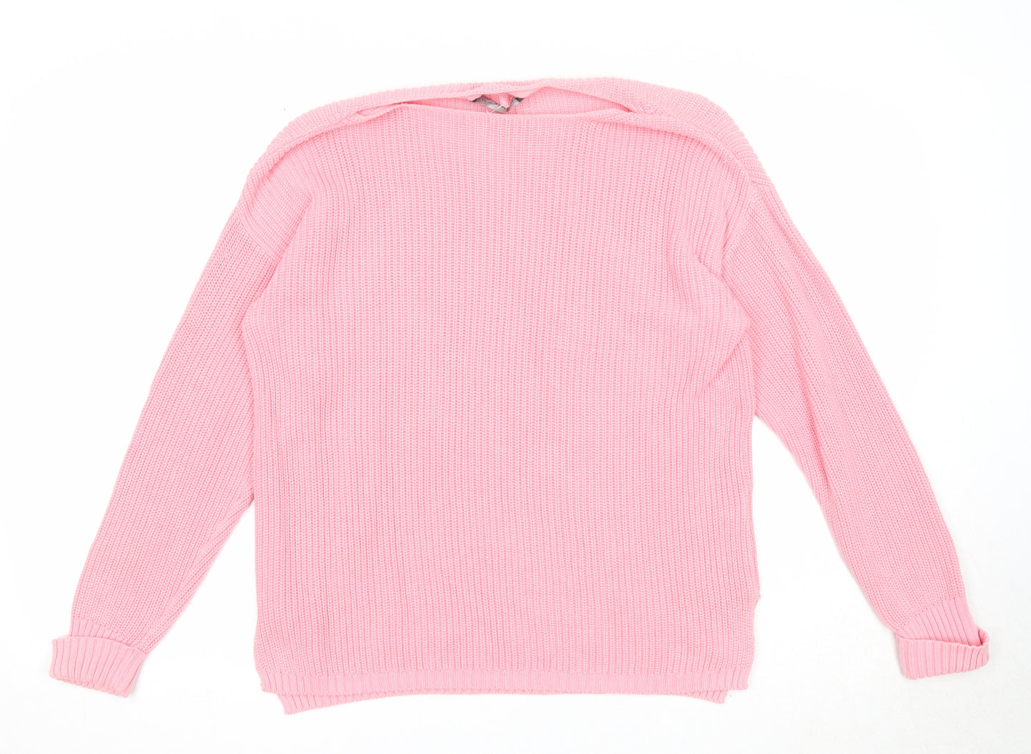 Marks and Spencer Womens Pink Round Neck Cotton Pullover Jumper Size M