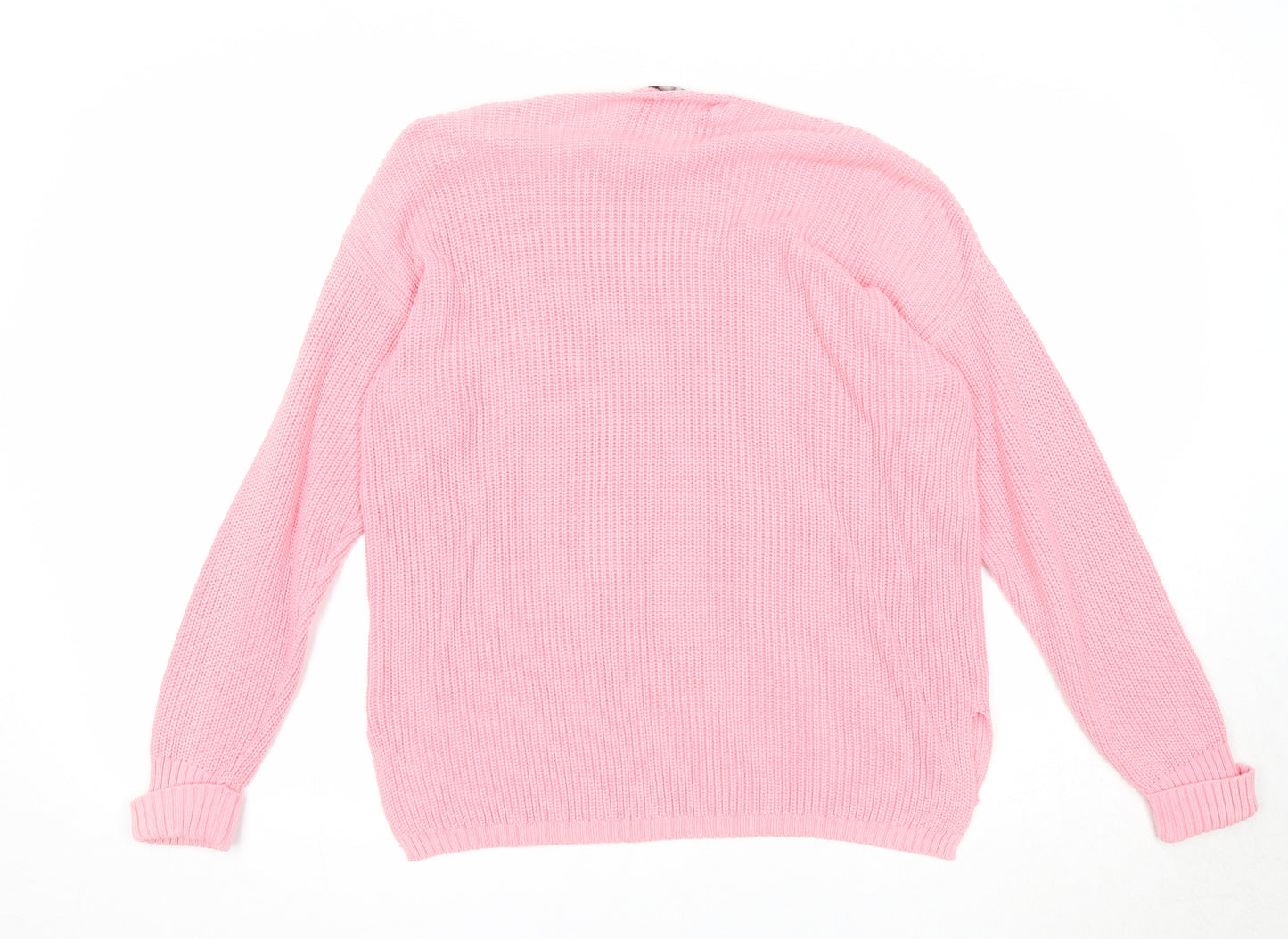 Marks and Spencer Womens Pink Round Neck Cotton Pullover Jumper Size M