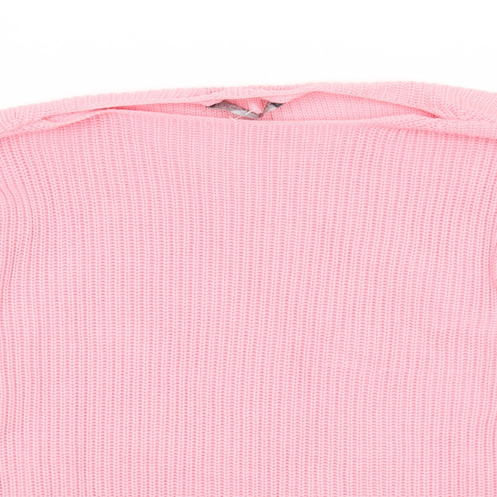 Marks and Spencer Womens Pink Round Neck Cotton Pullover Jumper Size M