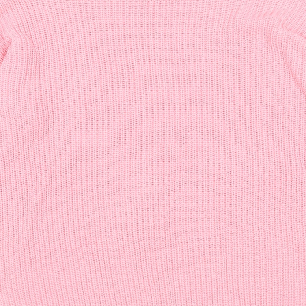 Marks and Spencer Womens Pink Round Neck Cotton Pullover Jumper Size M