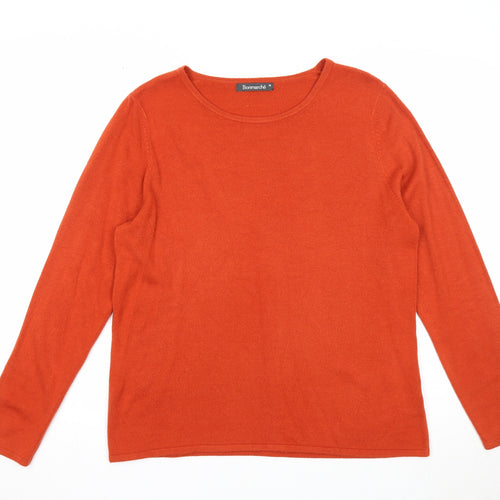 Bonmarché Womens Orange Round Neck Acrylic Pullover Jumper Size M