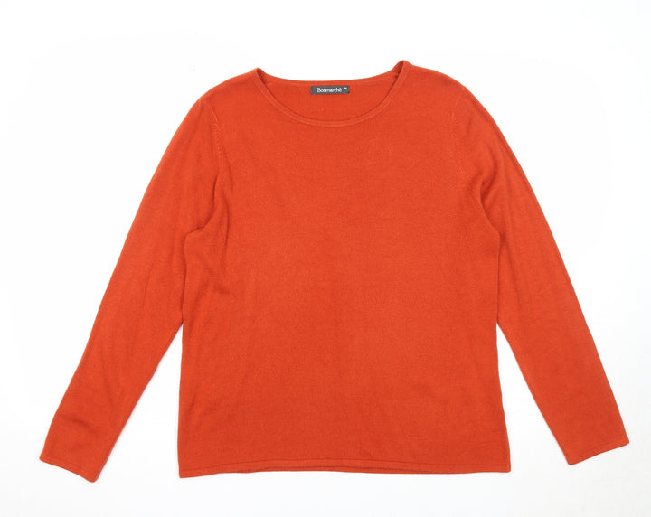 Bonmarché Womens Orange Round Neck Acrylic Pullover Jumper Size M