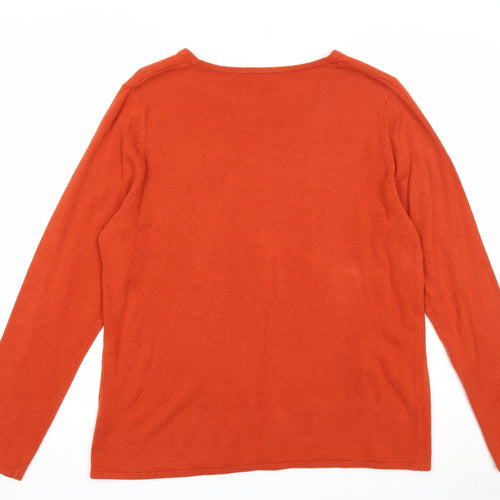 Bonmarché Womens Orange Round Neck Acrylic Pullover Jumper Size M