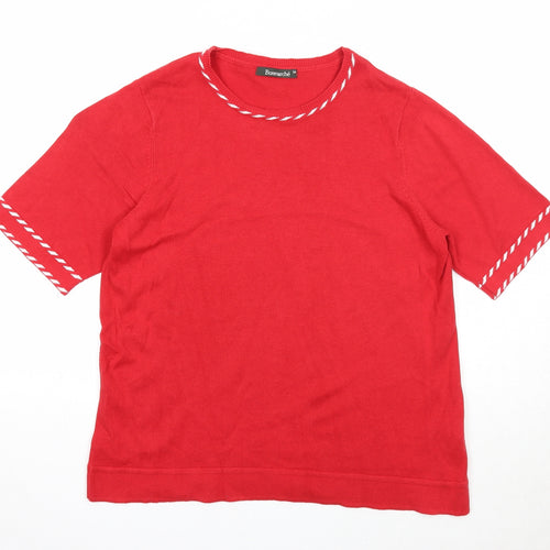 Bonmarché Womens Red Round Neck Cotton Pullover Jumper Size M