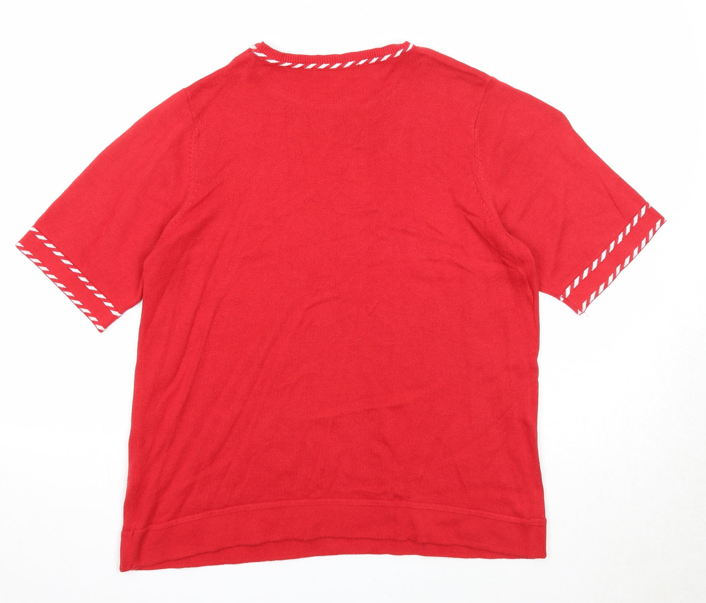 Bonmarché Womens Red Round Neck Cotton Pullover Jumper Size M