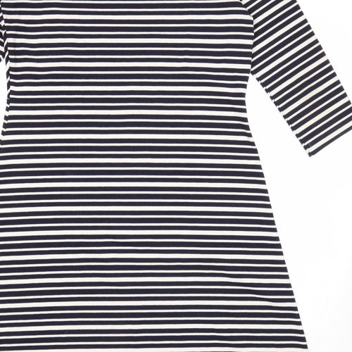 Per Una Womens Blue Striped Polyester Trapeze & Swing Size 12 Round Neck Pullover