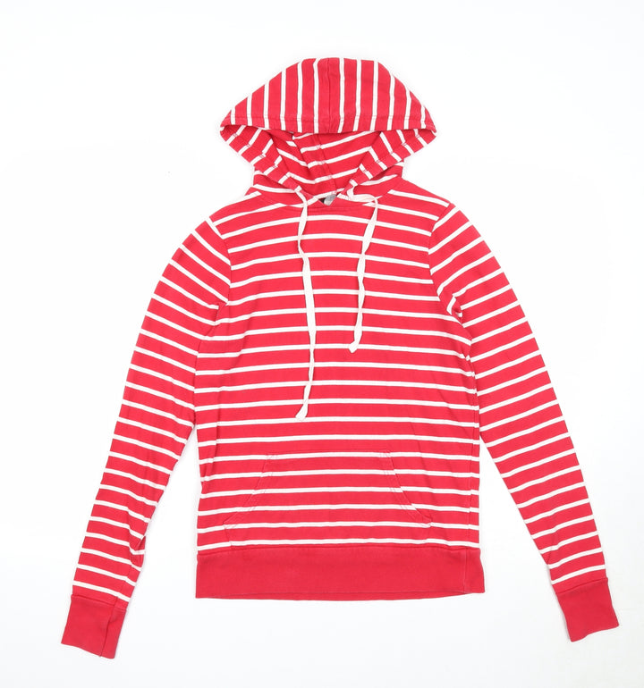 Dorothy Perkins Womens Red Striped Cotton Pullover Hoodie Size 8 Pullover