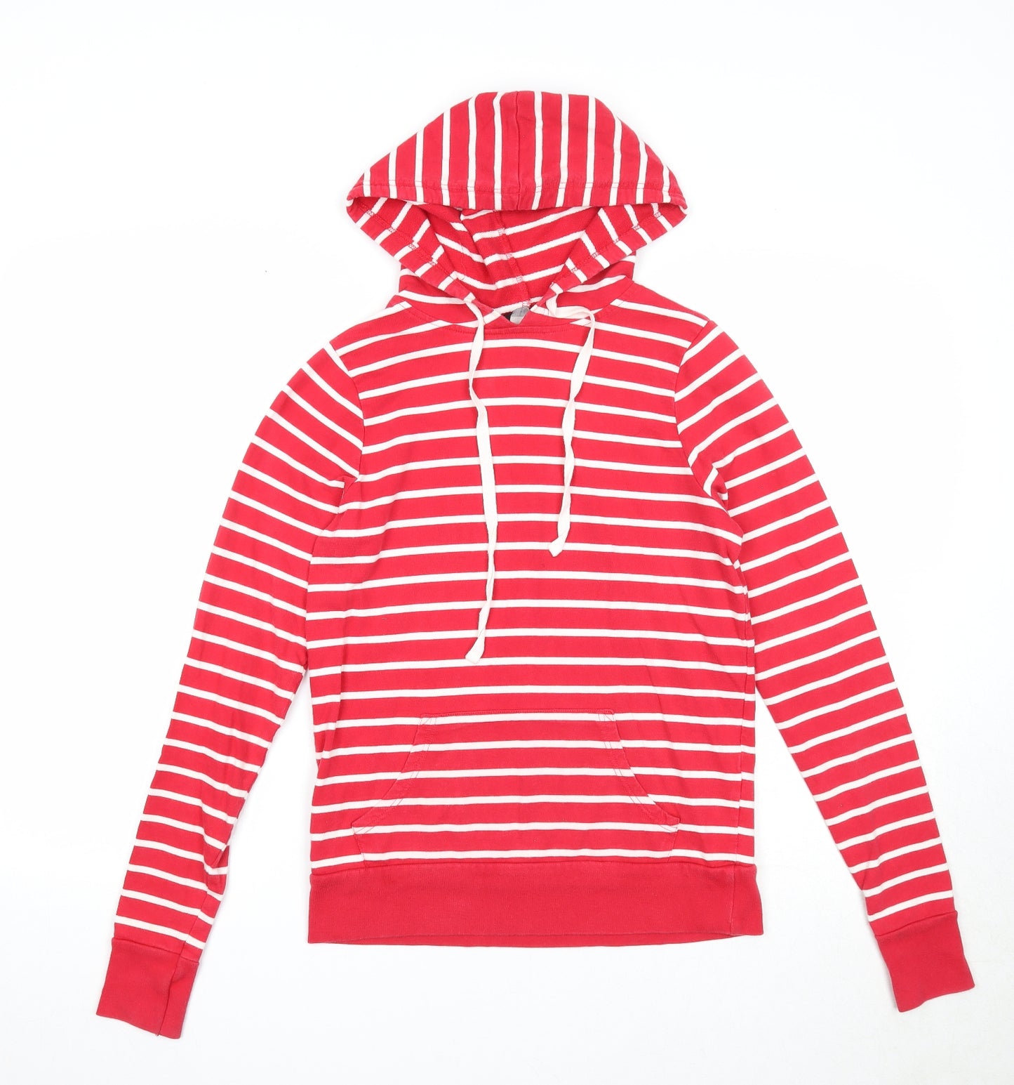 Dorothy Perkins Womens Red Striped Cotton Pullover Hoodie Size 8 Pullover