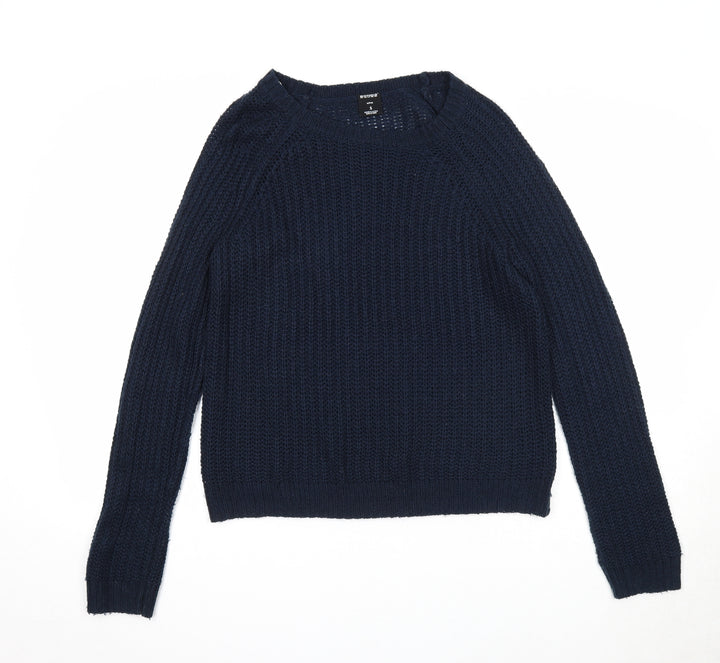 Bonds Womens Blue Round Neck Acrylic Pullover Jumper Size S