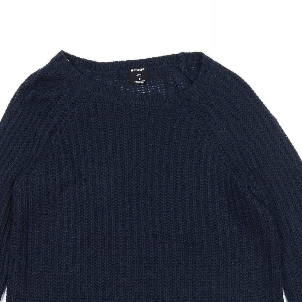 Bonds Womens Blue Round Neck Acrylic Pullover Jumper Size S