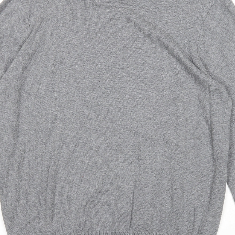 Marks and Spencer Mens Grey Round Neck Cotton Pullover Jumper Size L Long Sleeve