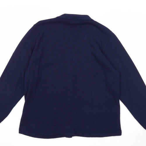 Florida Womens Blue V-Neck Acrylic Cardigan Jumper Size M