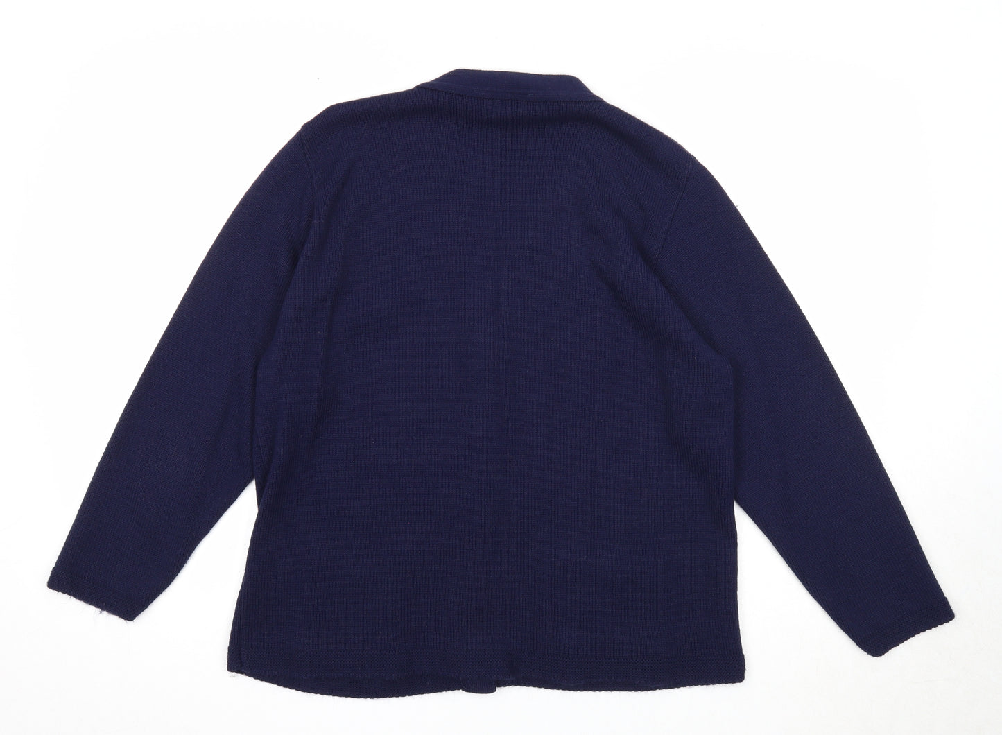 Florida Womens Blue V-Neck Acrylic Cardigan Jumper Size M