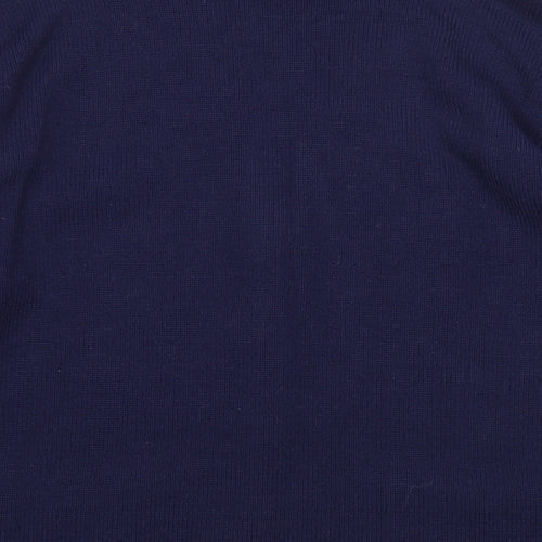 Florida Womens Blue V-Neck Acrylic Cardigan Jumper Size M
