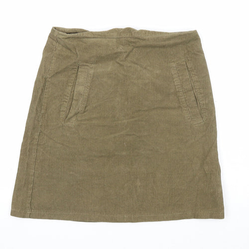 New Look Womens Green Polyester A-Line Skirt Size 6 Zip