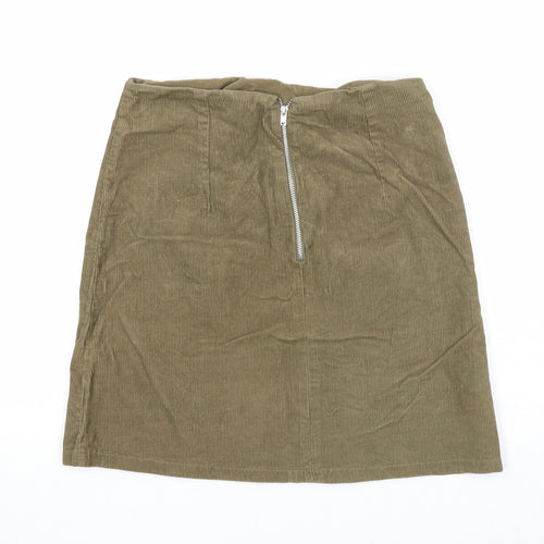 New Look Womens Green Polyester A-Line Skirt Size 6 Zip